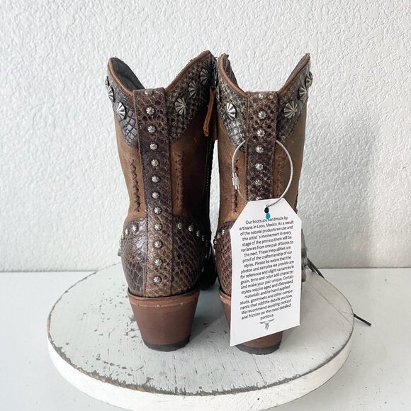 Lane SHOWDOWN Womens Cowboy Boots 7.5 Brown Short Western Cowgirl Lace-up Bootie - Picture 3 of 11